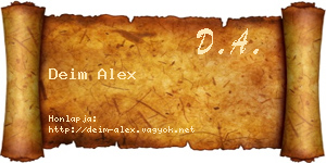Deim Alex névjegykártya